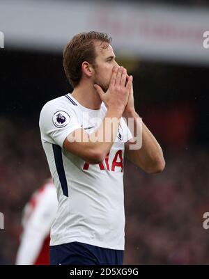 Harry Kane von Tottenham Hotspur sieht niedergeschlagen aus, nachdem er eine Chance verpasst hat Auf dem Ziel Stockfoto