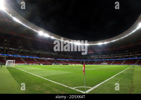 Eine allgemeine Ansicht der Tonhöhe von der Ecke Flagge Stockfoto