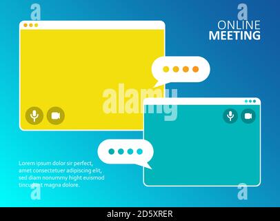 Videoanruf Business Meeting Business. Remote-Arbeit. Online-Webinar Stock Vektor