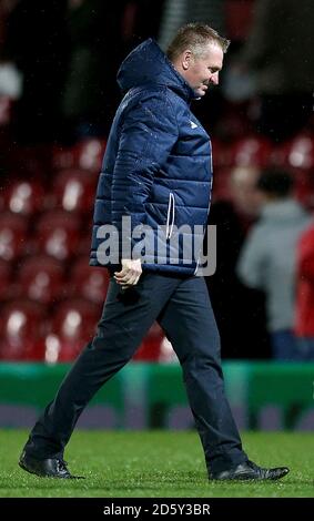 Brentford Manager Dean Smith in Vollzeit Stockfoto