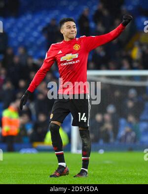 Jesse Lingard von Manchester United feiert nach dem letzten Pfiff Stockfoto