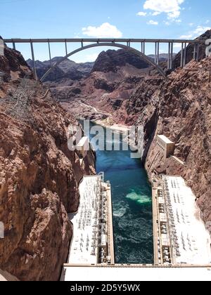 USA, Nevada, Mike O' Callaghan-Pat Tillman Memorial Bridge, Colorado Flusskraftwerk, Blick vom Hoover Dam Stockfoto