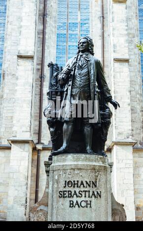 Deutschland, Leipzig, Bach-Gedenkstätte vor der Thomas-Kirche Stockfoto