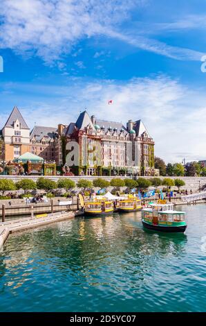 Kanada, British Columbia, Vancouver Island, Victoria, Hafen, Hafenfähren, Wassertaxis, Fairmont Empress Hotel Stockfoto