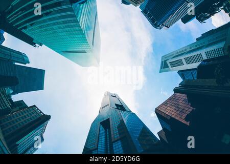 Singapur, Wolkenkratzer, niedrigen Winkel Ansicht Stockfoto