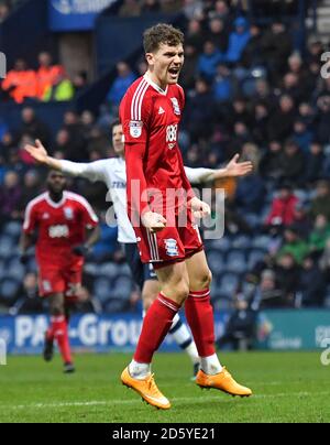 Sam Gallagher von Birmingham City feiert das erste Tor seiner Spielerin Des Spiels Stockfoto