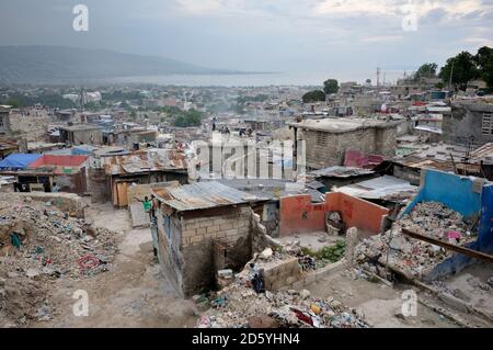 Haiti, Port-au-Prince, benachteiligte Gegend in Fort National Stockfoto