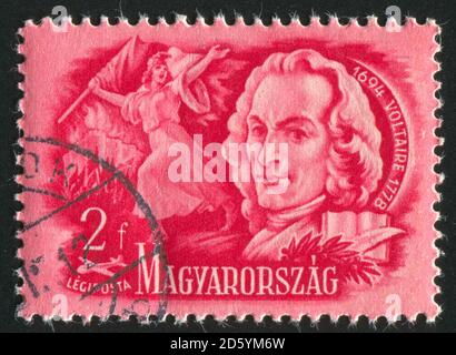 UNGARN- UM 1948: Briefmarke gedruckt von Ungarn, zeigt Francois Voltaire, um 1948 Stockfoto