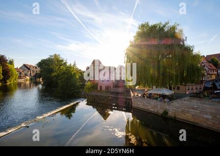Deutschland, Bayern, Franken, Lauf an der Pegnitz mit der Mühle Stockfoto