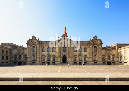 Peru, Lima, Plaza de Armas, Regierungspalast Stockfoto