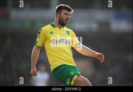 Grant Hanley von Norwich City während des Sky Bet Championship-Spiels in der Carrow Road Norwich. Stockfoto