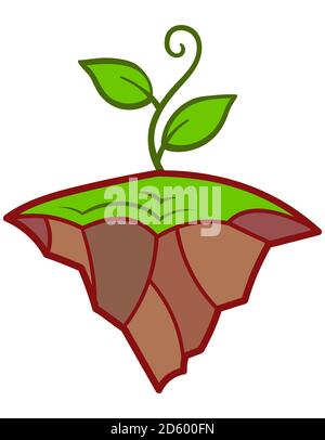 Erde im Cartoon-Stil. Symbol des Naturelements. Stock Vektor