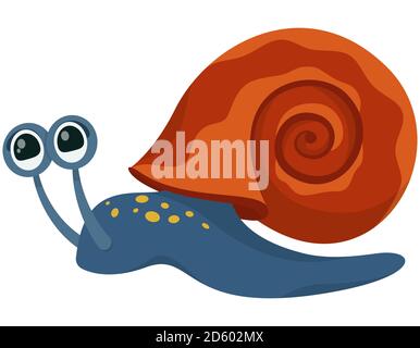 Schnecke im Cartoon-Stil. Langsames Tier auf weißem Hintergrund isoliert. Stock Vektor