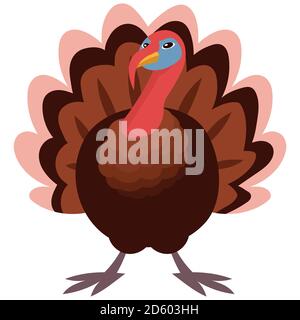 Gobbler Vorderansicht. Bauernhof Tier im Cartoon-Stil. Stock Vektor
