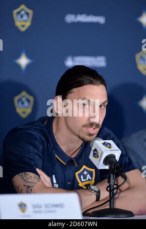 Zlatan Ibrahimovic während einer Pressekonferenz für Los Angeles Galaxy im StubHub Center am 30. März 2018 in Carson, Kalifornien Stockfoto