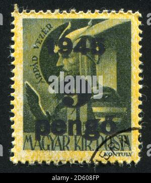 UNGARN - UM 1943 Briefmarke gedruckt von Ungarn, zeigt Porträt von Arpad, um 1943 Stockfoto
