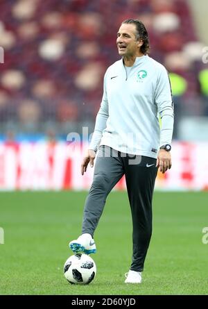 Saudi-Arabien Manager Juan Antonio Pizzi während der Ausbildung in der Luschniki-Stadion in Moskau Stockfoto