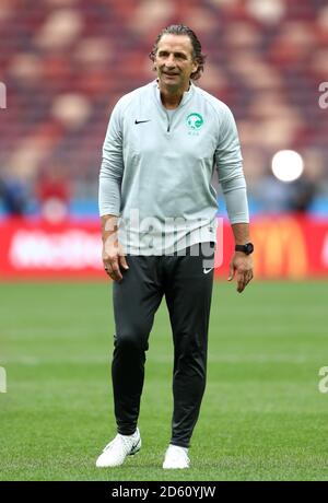 Saudi-Arabien Manager Juan Antonio Pizzi während der Ausbildung in der Luschniki-Stadion in Moskau Stockfoto