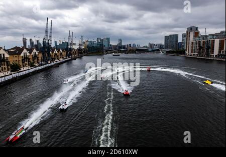 Gesamtansicht während der F1H2O UIM World Championship 2018 Grand Preis von London um Royal Victoria Dock Stockfoto