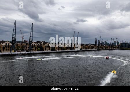 Gesamtansicht während der F1H2O UIM World Championship 2018 Grand Preis von London um Royal Victoria Dock Stockfoto