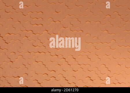 Orangefarbenes Sechseck-Muster. 3d-Illustration. Stockfoto