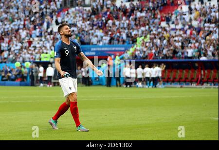 Frankreichs Olivier Giroud feiert nach dem letzten Pfiff Stockfoto