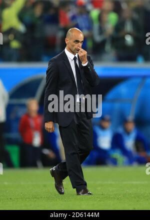 Der belgische Manager Roberto Martinez reagiert nach dem Schlusspfiff Stockfoto