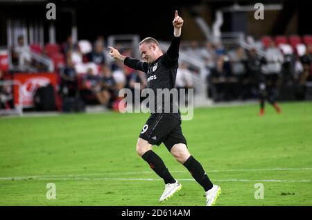 DC United Spieler Wayne Rooney feiert während des Major League Soccer Spiels zwischen D.C. United und Vancouver Whitecaps FC im Audi Field Stadium am 14. Juli 2018 in Washington D.C. Stockfoto