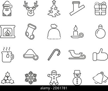 Weihnachten Urlaub & Tradition Icons Thin Line Set Big Stock Vektor