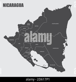 Karte der Departements Nicaragua Stock Vektor