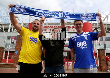 Birmingham City Fußballfans Stockfoto