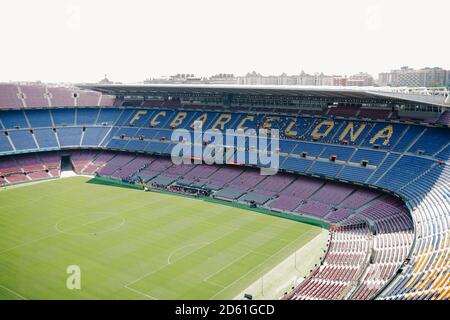 BARCELONA, SPANIEN - 29. Aug 2019: FC Barcelona officiales Fußballstadion in Barcelona, Spanien Stockfoto