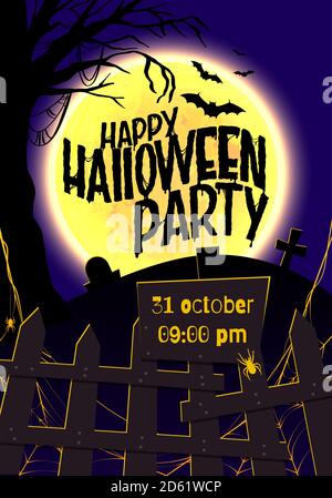 Happy Halloween party greeting poster, inviting to a party. Invitation flyer. Lettering of the Halloween. Vector illustration with isolated elements Stock Vektor