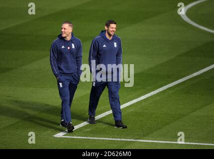 Michael Morrison (links) von Birmingham City mit Teamkollege Lukas Jutkiewicz Stockfoto