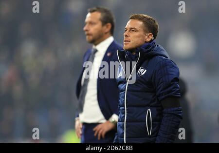 Fulham Manager Slavisa Jokanovic (links) und Scott Parker auf der Touchline Stockfoto