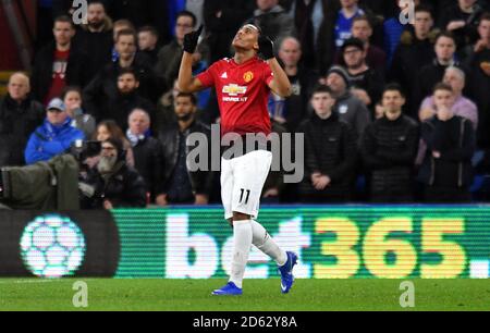 Anthony Martial von Manchester United feiert das erreichen des dritten Tores seiner Seite Stockfoto