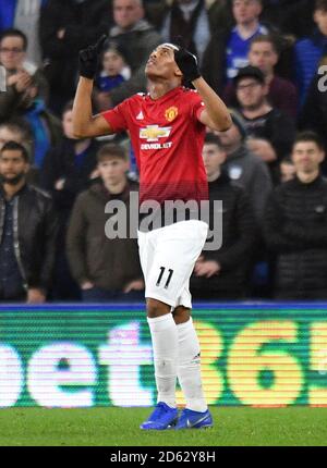 Anthony Martial von Manchester United feiert das erreichen des dritten Tores seiner Seite Stockfoto