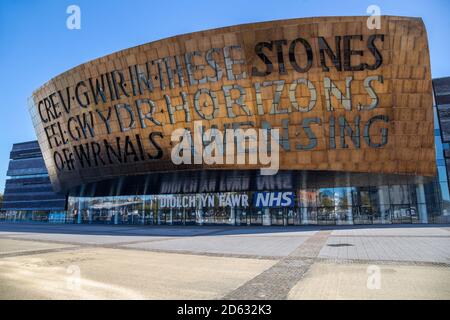 Wales Millennium Centre in Cardiff Bay, Cardiff, Wales Stockfoto