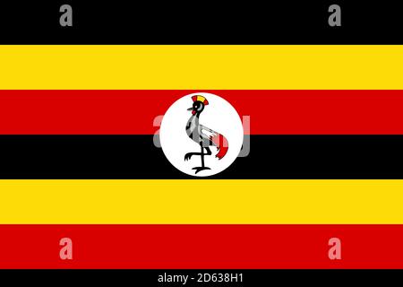 Offizielle große flache Flagge von Uganda Horizontal Stockfoto