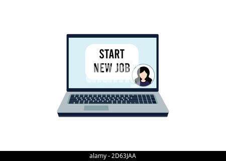 Jobsuche im Internet. Website Beschäftigung. Einstellungsgespräch. Online-Karriere, Kommunikation. Technologiekonzept. Vektor-Illustration flach Design Stock Vektor
