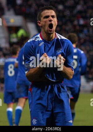 Nacho Novo der Rangers feiert Torreigen gegen die Herzen Stockfoto