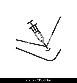 Symbol für schwarze Linie des Bluttests. Isoliertes Vektorelement. Skizzieren Sie das Piktogramm Stock Vektor
