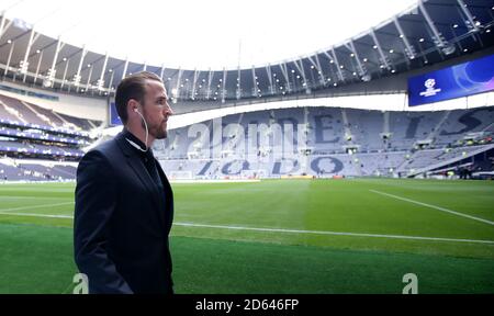 Harry Kane von Tottenham Hotspur erreicht das Tottenham Hotspur Stadium Stockfoto