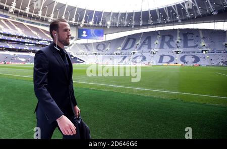 Harry Kane von Tottenham Hotspur erreicht das Tottenham Hotspur Stadium Stockfoto