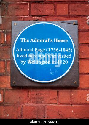 Das Admiral's House Ipwsich in 13 Tower Street - Admiral Page (1756-1845) lebte hier und wurde 1820 von Wellington besucht. Ipswich Heritage. Stockfoto