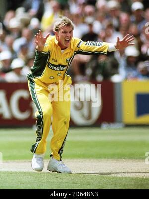 Der australische Brett Lee feiert das Wicket des englischen Kapitäns Alec Stewart Stockfoto