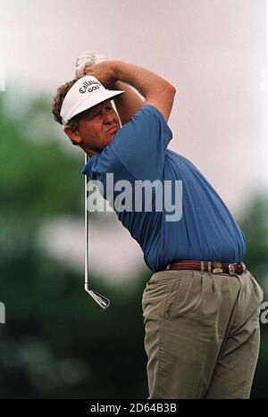 Schottlands Colin Montgomerie T-Shirt ist ab dem 9. T-Shirt auf dem Seven Hills Golf Course. Stockfoto