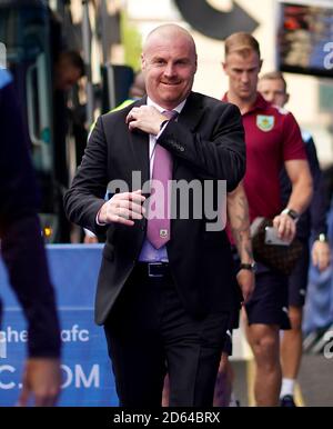 Burnley-Manager Sean Dyche kommt vor dem Spiel an Stockfoto