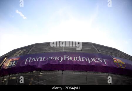 Branding im Stadion vor den UEFA Women's Champions Ligafinale zwischen Lyon Women und Barcelona Women Stockfoto