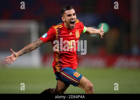 Der spanische U21er Dani Ceballos feiert das vierte Tor seiner Seite Stockfoto